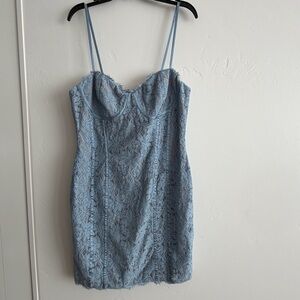 Lulus Blue Lace Corset Style Dress | Size M | Romantic Wedding Guest